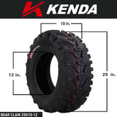 Kenda Bear Claw 25x10-12 Rear Off-Road Tires For ATV, UTV or SXS (2-Pack)
